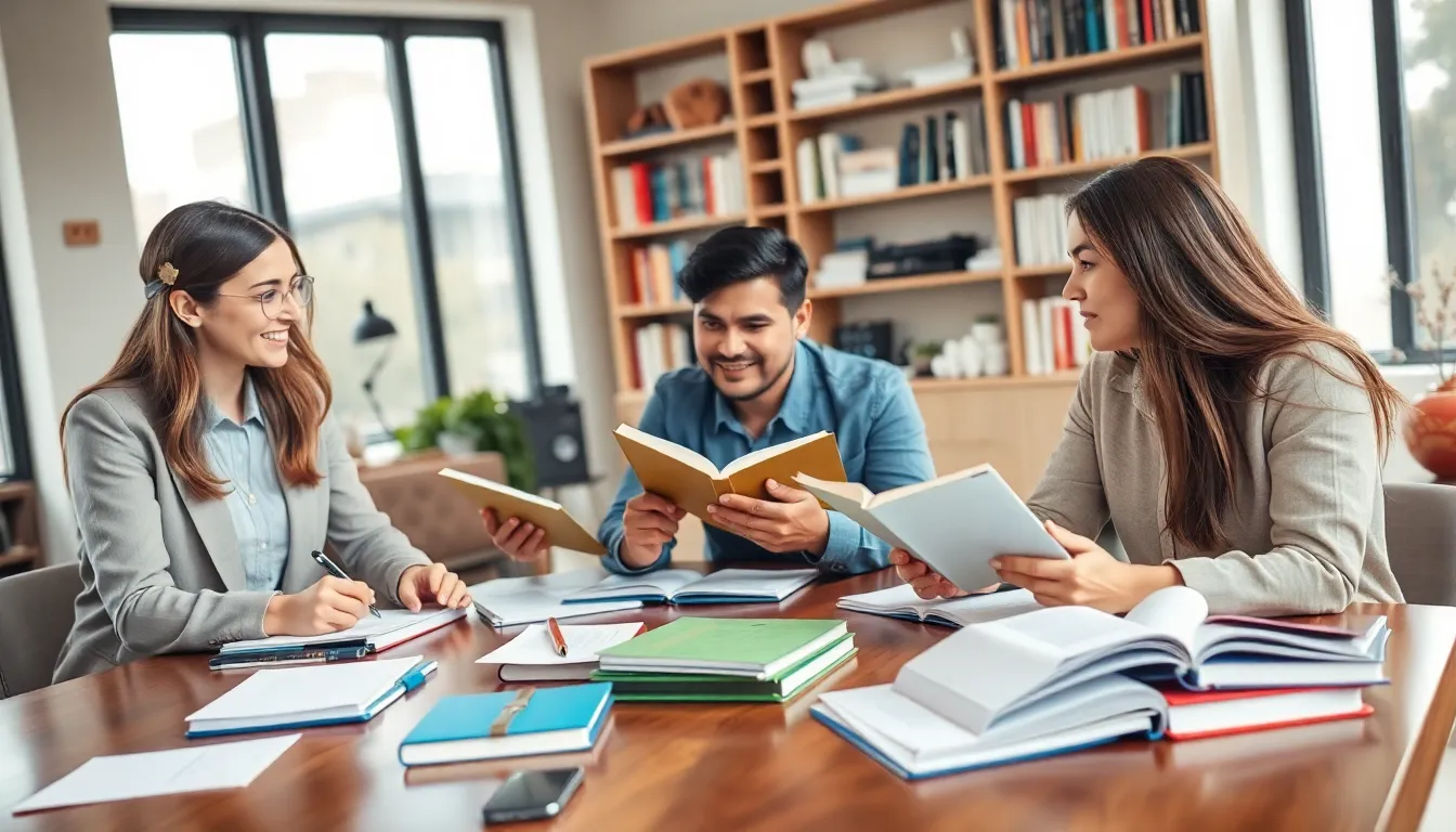 diverse group studying Swedish in a modern learning environment.